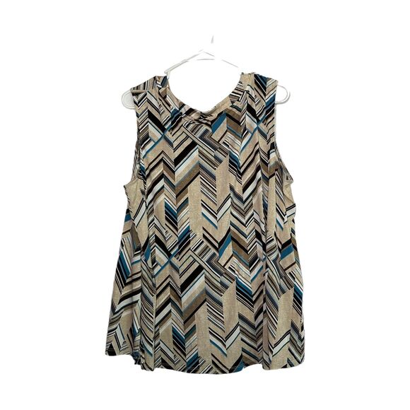 Any Wear by Catherines Brown and Blue Tank Top, 1X - Picture 3 of 5
